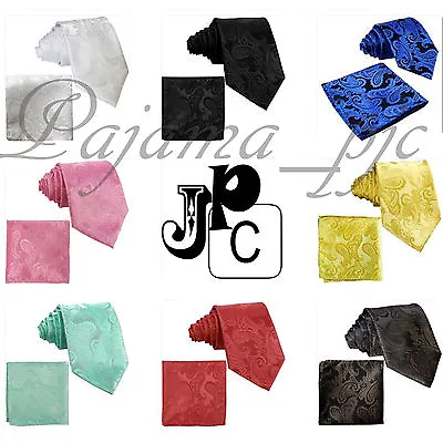 Classic Paisley Neck Tie And & Pocket Square Hankie Set 2PC Formal Party Wedding • $10.19