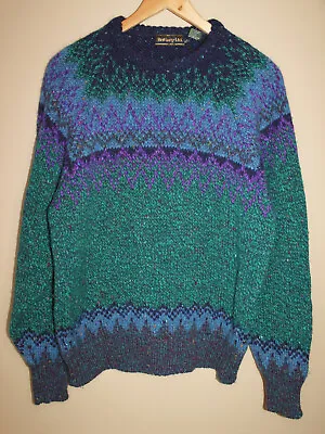 Vintage IRISH Brittany Ltd Men's  Knitted Wool Green Sweater Made In Ireland • $35
