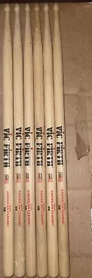 3 Pair VIC FIRTH American Classic 5B Hickory Drum Sticks Wood Tips Excellent Con • $19.99