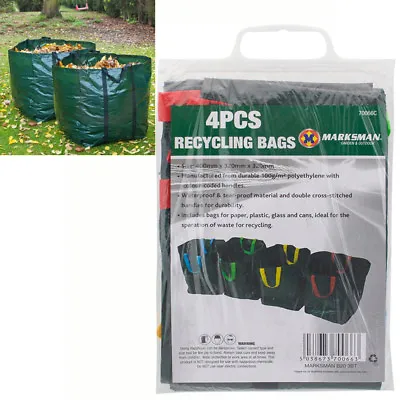 Set Of 4 Garden Waste Recycling Bags Refuse Sacks Heavy Duty With Handles New • £7.99