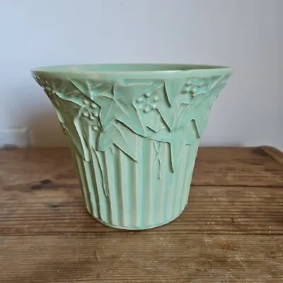 Vintage McCoy Ivy & Berries Green Glaze Art Pottery Planter • $54.99