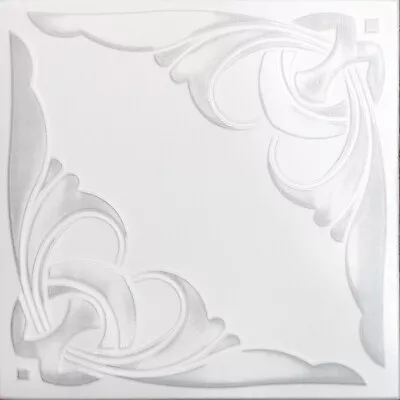 Ceiling Tiles Glue Up 20  X 20  Decorative Styrofoam MONACO Silver White • $3.85