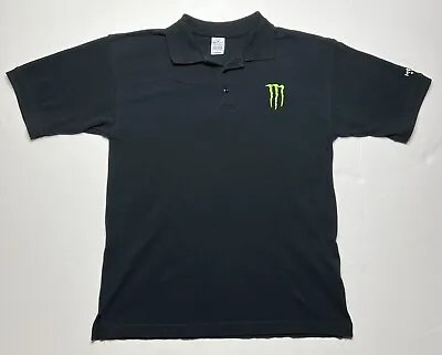 Monster Energy Polo Shirt Mens Large Cotton Black Embroidered Logo • $29.95