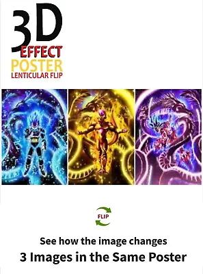 Goku Vegeta Frieza3D Lenticular Effect- Anime Dragon Ball Z Poster 3 In One • $15.99