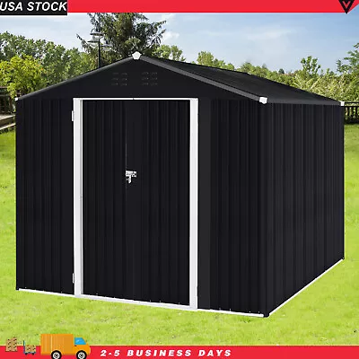 8'x10' Outdoor Storage Shed Metal Garden Tool Shed With Lockable Doors • $406.78