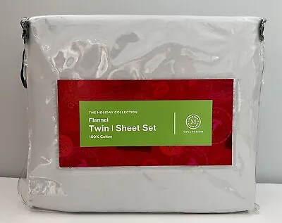 Martha Stewart 100% Cotton Flannel 3 Pc Sheet Set Twin Silver Bell Grey • $18.40