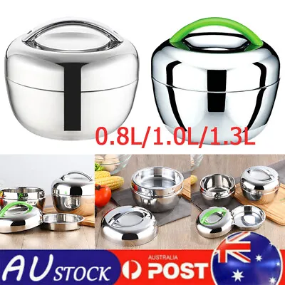 $23.08 • Buy Stainless Steel Thermo Insulated Thermal Lunch Bento Box Round Food Container
