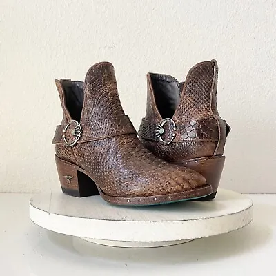NEW Lane MATTIE Brown Cowboy Boots Womens 7.5 Leather Western Short Ankle Bootie • $126