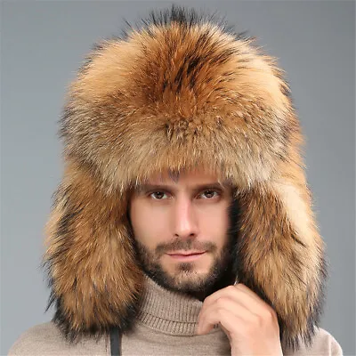 100% Real Fox Fur Hat Thicken Winter Warm Mongolian Cap Outdoor Ear Flap Ushanka • $123.37