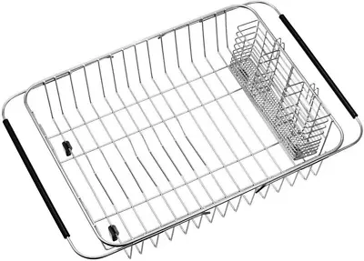 SANNO Dish Drying Rack With Stainless Steel Utensil Holder Large Dish Rack Drain • $37.26