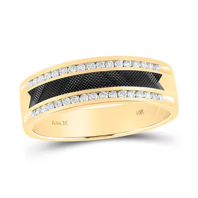 14kt Yellow Gold Mens Round Diamond Wedding Band Ring 1/4 Cttw • $988.38