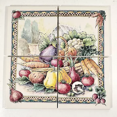 Tile Mural Harvest Bounty Ceramic Artsy 12  X 12  Made In Mexico Nice! • $15.30