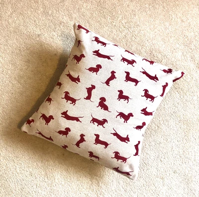 £5 • Buy Dachshund Red Linen Look Fabric Cushion Cover 12”x12”
