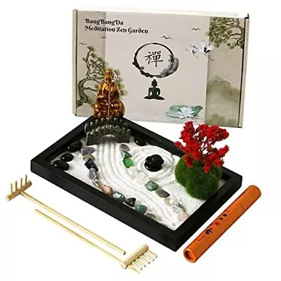 Mini Meditation Zen Garden Kit - Japanese Tabletop Rock Sand Chakra Style B • $33.65