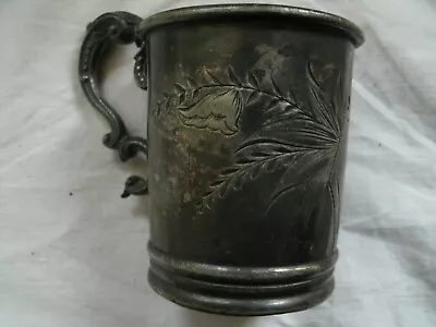 Antique Rockford Silver Plate Co. Quadruple Cup Mug 259 Etched Flowers • $16.50