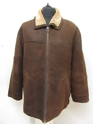 Vintage 70's Sheepskin Shearling Leather Flying Classic Car Jacket Size Ukl • £79