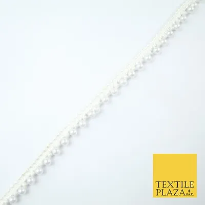 5 COLOURS - Mix Variety Mini Pearl Beaded Slim Ribbon Trim Border Lace 1cm Wide • £2.75