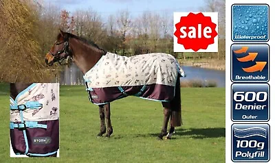 LITE MEDIUM WEIGHT TURNOUT RUG Thelwell Country 100g Fill Horse Turnout Rug • £45.95