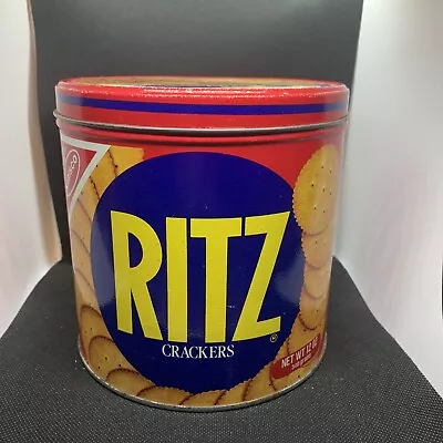 Vintage 1982 Nabisco Ritz Crackers 12oz Tin Can  Cracker Keeper  • $0.99