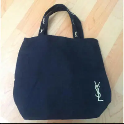 $133.64 • Buy Yves Saint Laurent Novelty Tote Canvas Bag YSL Logo Embroidery Black New