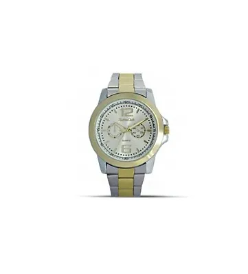 Montres Carlo Mens Quartz Gold Dial Chronograph Style 2 Tone Watch-a33738tt • $11.99