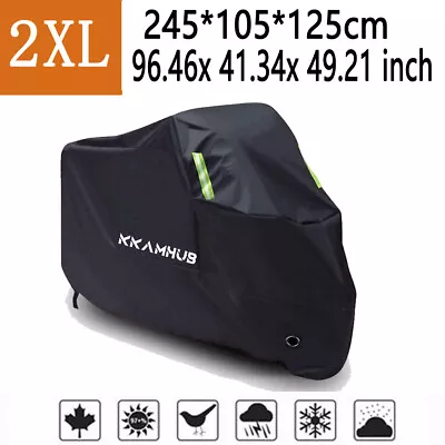 Universal Motorcycle Cover Waterproof UV Sun Dust Motorbike Protector 2XL Black • $16.29