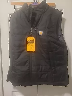 MENS Carhartt Rain Defender Puffer Insulated Vest Black Mens L  0V2286-M Relaxed • $38
