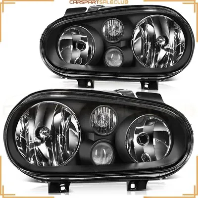 $83.99 • Buy Pair Headlights Assembly For 1999-2006 Volkswagen Golf 2.0L L4 LH+RH Black Set
