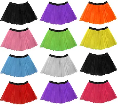 £4.25 • Buy Long 14  Neon 3 Layers Of Net UV Flo Tutu Skirt Hen Fancy Dress Party Adult Size