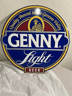 Vintage Genny Light Beer Sign 21  Tin Metal Bar Genesee Valley • $34.99