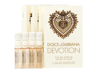 D&G DOLCE & GABBANA DEVOTION EDP 1.5ml .05fl Oz X 4 PERFUME SPRAY SAMPLE VIALS • $14