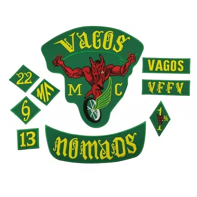 $33 • Buy Vagos Full MC Patch Nomad Biker 1% Embroidered Patches Set Motorcycle Free Rider