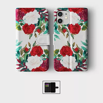 Case For Iphone 15 14 13 12 11 Se Pro  Wallet Flip Phone Cover Floral Flamingo • £8.99