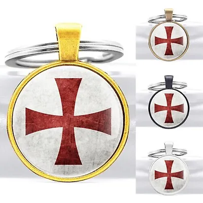 York Rite Knights Templar Red Cross Masonic Freemason Keyring Keychain (SILVER) • $6.99