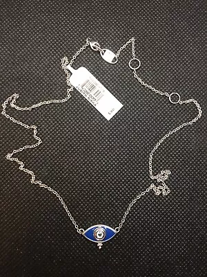 $360 Judith Ripka Sterling Silver White Topaz Enamel Evil Eye Pendant Necklace • $89.99