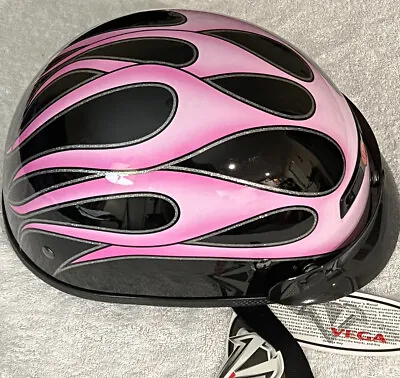 Motorcycle Helmet Vega Helmet Retro Open Face Black/Pink GraphicsBrand NEW Tags • $19.95