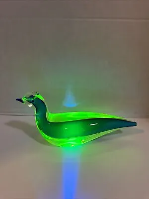 Uranium MURANO Glass Blue /Yellow Bird Damaged At Tail • $194.99