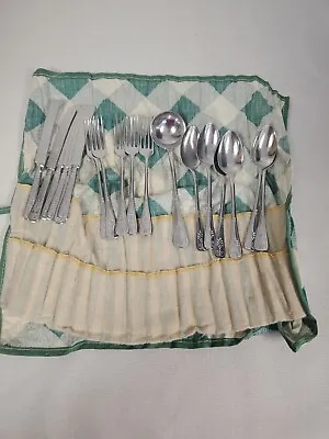 Vintage Germany  Set Child's Utensils Flatware Silverware Germany Aluminum 19 Pc • $39.95