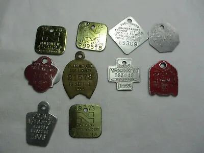 Vtg Lot Of 10 Mixed Brass Aluminum Steel Dog Rabies Tags 1950s- 70’s Oregon -ca • $11.95