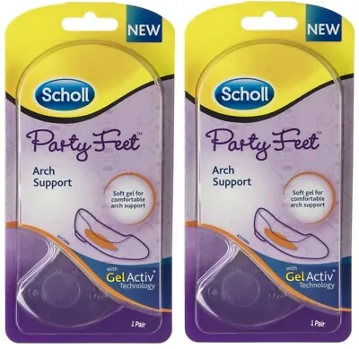 £7.99 • Buy 2 Pairs Scholl Party Feet Arch Support Gel Activ Insoles (One Size Fits All)
