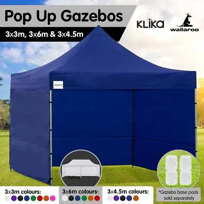 $75 • Buy New WALLAROO 3x3m 3x4.5m 3x6m Pop Up Outdoor Gazebo Folding Tent Marquee Canopy