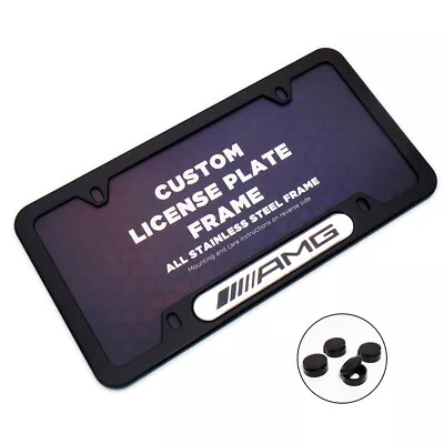 Black Stainless Car License Plate Frame Cover For AMG Sport Gift Accessories • $19.99