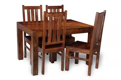 Solid Mango Wood Dakota 120cm Dining Table & 4 Dakota Chairs New Furniture • £664.95