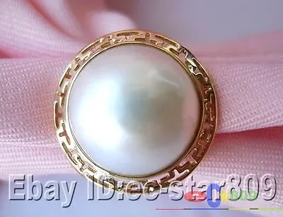 14kt  Real 20mm White South Sea Mabe Pearl Ring P787 • $206.90