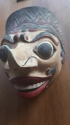 Antique Guenine Mask Java Indonesia Ramayana Theater Dance Wall Deco • $250