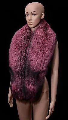 Royal Saga Furs Pink Silver Real Fox Fur Winter Shoulder Wrap Scarf Boa Stole • $282.74