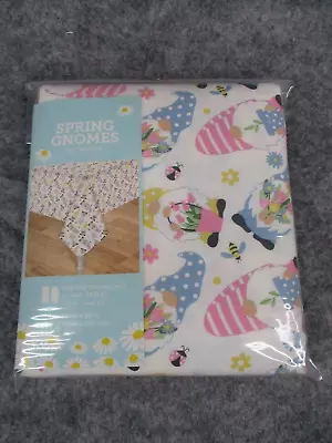 Easter Tablecloth 60x84 Spring Gnomes White Vinyl Oblong Oval Tables NEW • $8.96