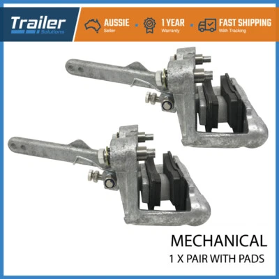 $101.65 • Buy Trailer 2x Mechanical Brake Disc Rotor Caliper + Pads Sleeves Bolts