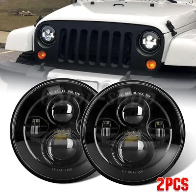 DOT Black 7  Round LED Headlights Hi/Lo Beam For Jeep Wrangler JK TJ LJ CJ 97-18 • $39.76