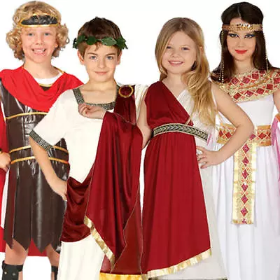 £10.99 • Buy Ancient Roman Kids Costumes Greek Toga Warrior Egyptian Boys Girls Costumes 